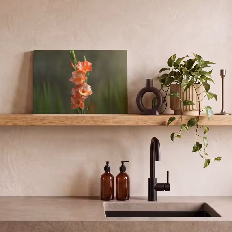 Canvas schilderij - Bloem - Gladiolen - Zalmroze — 3