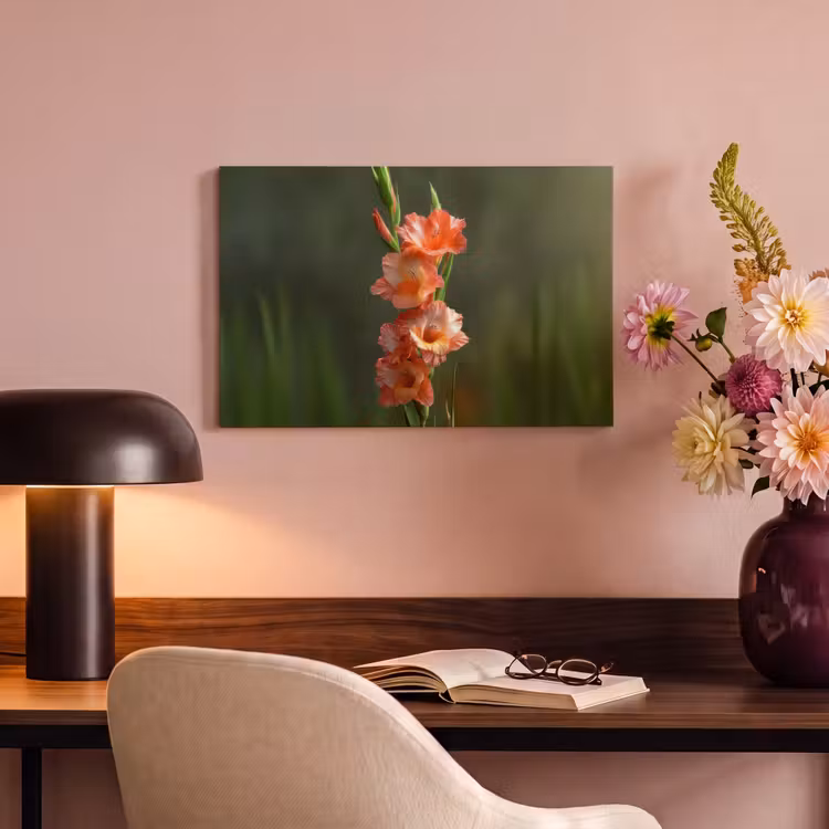 Canvas schilderij - Bloem - Gladiolen - Zalmroze — 4
