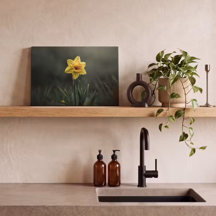 Canvas schilderij - Bloem - Narcis - Gras - Geel — 3