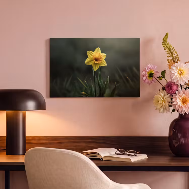 Canvas schilderij - Bloem - Narcis - Gras - Geel — 4