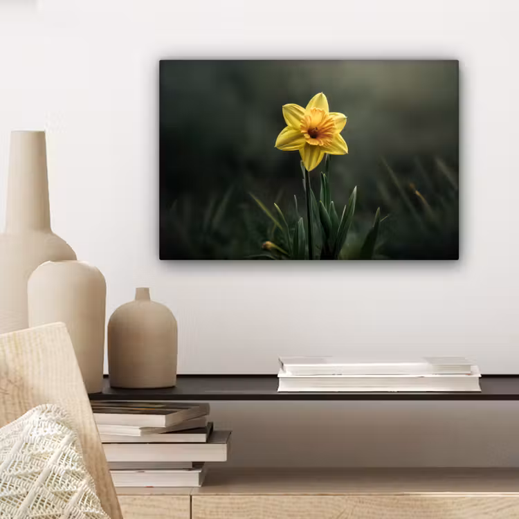 Canvas schilderij - Bloem - Narcis - Gras - Geel — 5