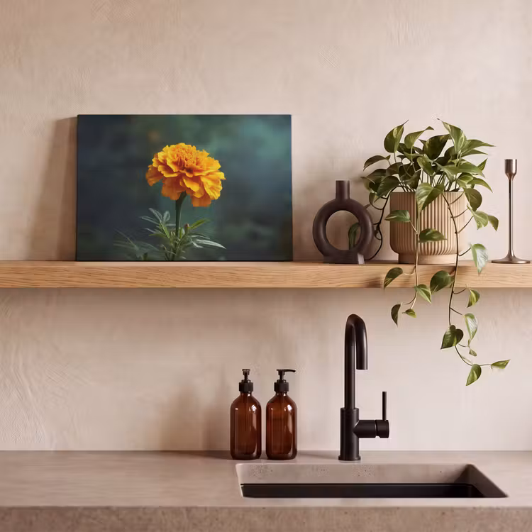 Canvas schilderij - Bloemblaadjes - Afrikaan - Oranje - Wazig — 3