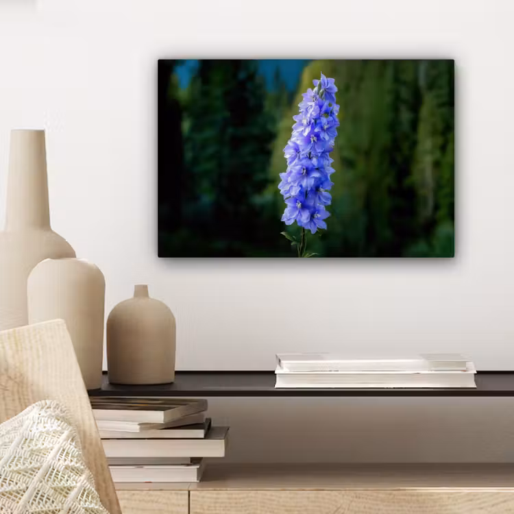 Canvas schilderij - Bloemen - Blauw - Dennenboom — 5