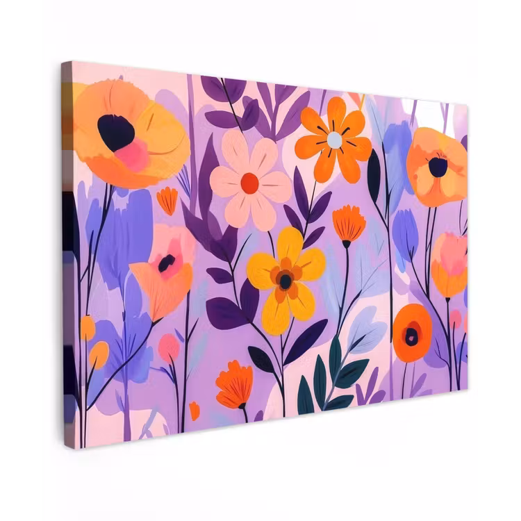 Canvas schilderij - Bloemen - Kleurrijk - Bladeren — 1