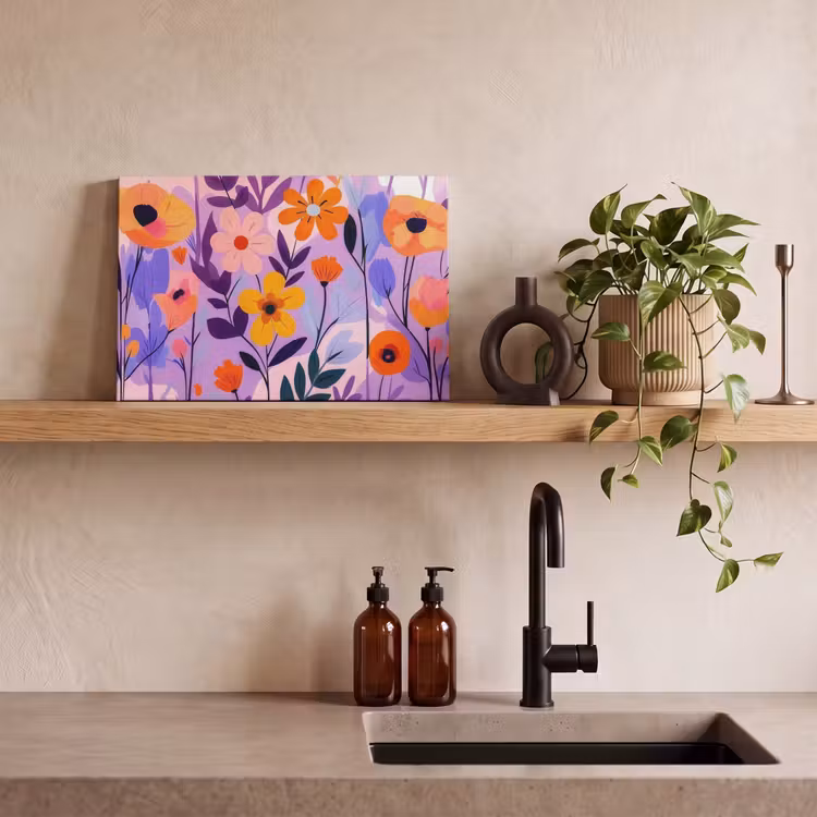 Canvas schilderij - Bloemen - Kleurrijk - Bladeren — 3