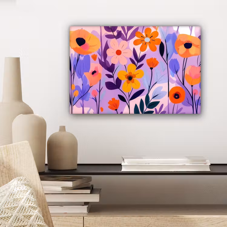 Canvas schilderij - Bloemen - Kleurrijk - Bladeren — 5