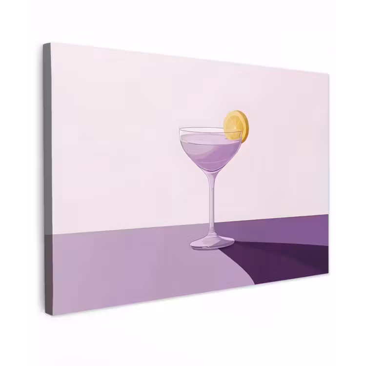 Canvas schilderij - Cocktail - Paars - Minimalistisch - Citroen — 1