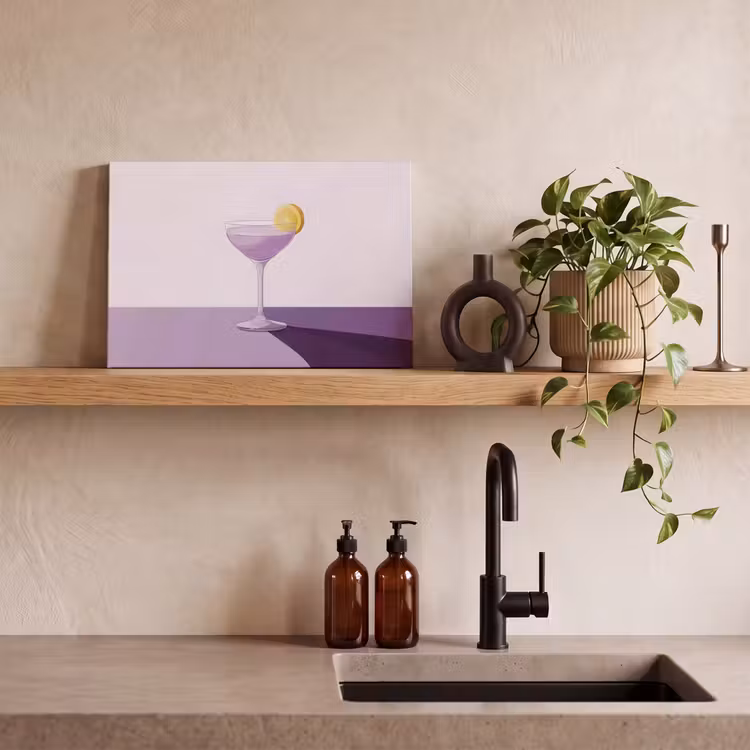 Canvas schilderij - Cocktail - Paars - Minimalistisch - Citroen — 3