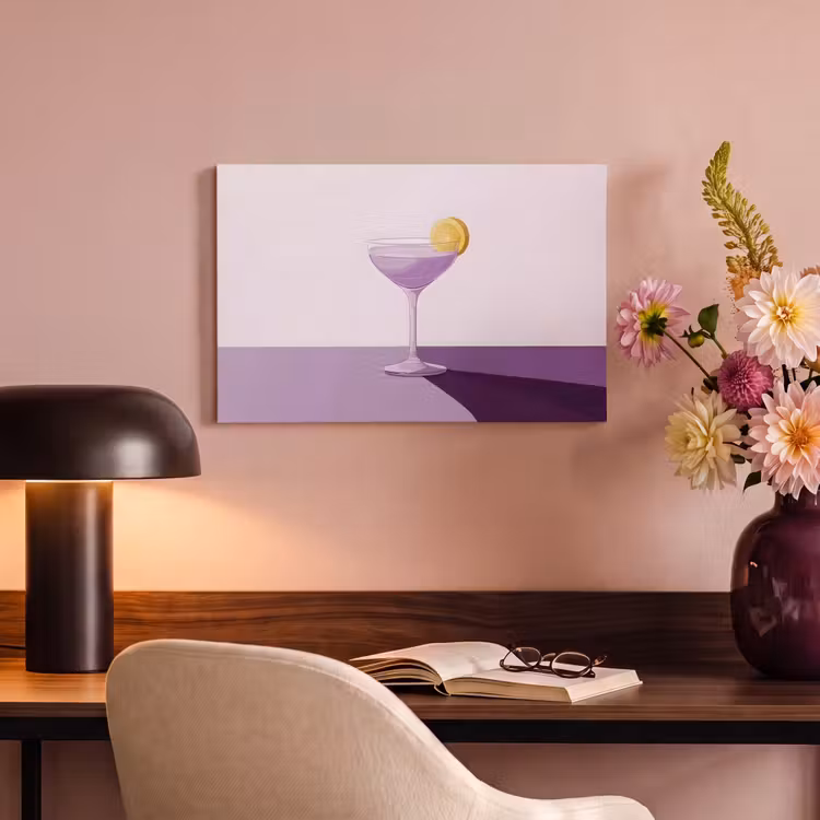 Canvas schilderij - Cocktail - Paars - Minimalistisch - Citroen — 4