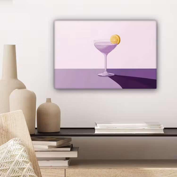 Canvas schilderij - Cocktail - Paars - Minimalistisch - Citroen — 5