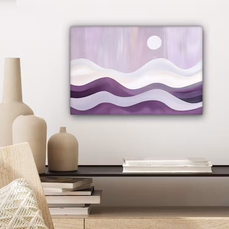 Canvas schilderij - Golven - Heuvels - Abstract - Paars — 5