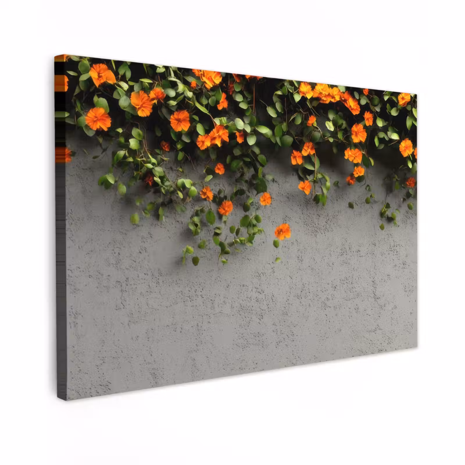 Canvas schilderij - Bloemen - Muur - Oranje — 1