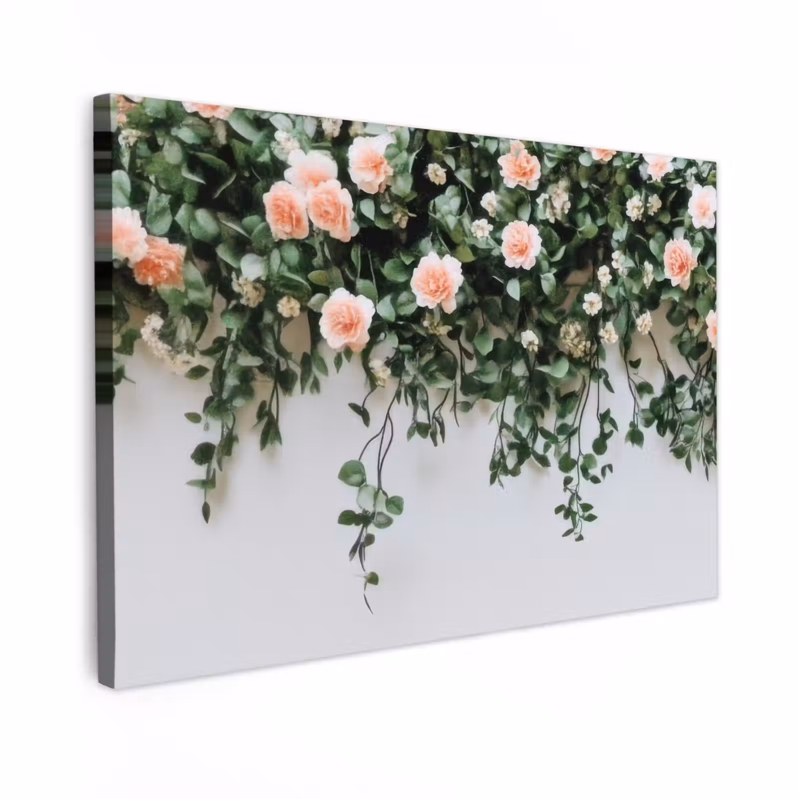 Canvas schilderij - Bloemen - Muur - Rozen - Groen — 1