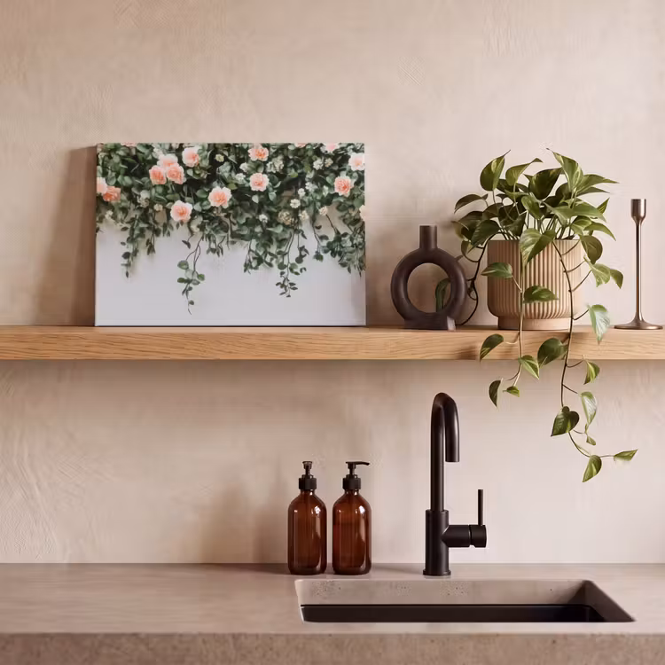 Canvas schilderij - Bloemen - Muur - Rozen - Groen — 3