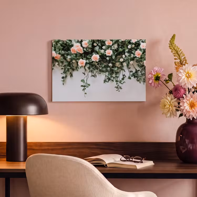 Canvas schilderij - Bloemen - Muur - Rozen - Groen — 4
