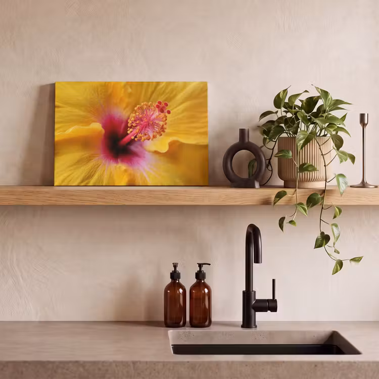Canvas schilderij - Geel - Hibiscus - Tropisch — 3