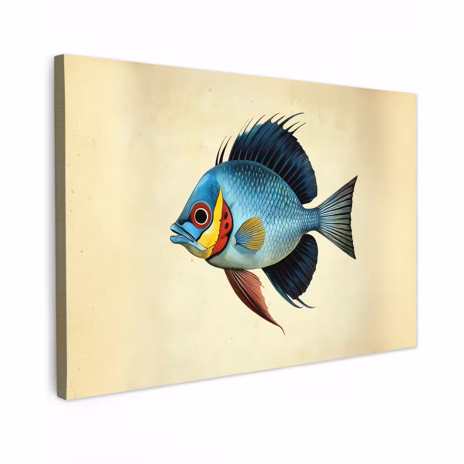 Canvas schilderij - Blauw - Kieuwen - Vis - Illustratie — 1