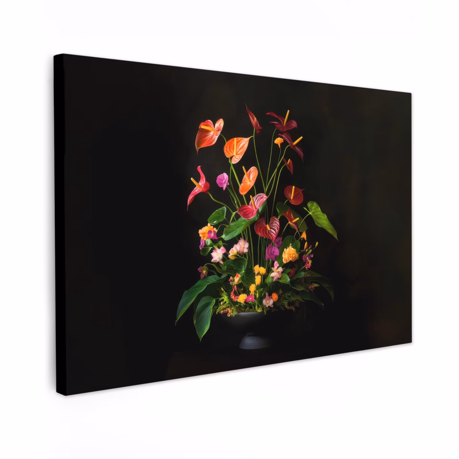 Canvas schilderij - Bloemen - Vaas - Kleurrijk — 1