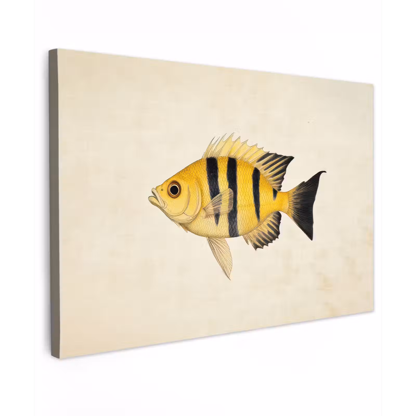 Canvas schilderij - Geel - Vis - Strepen - Tropisch — 1