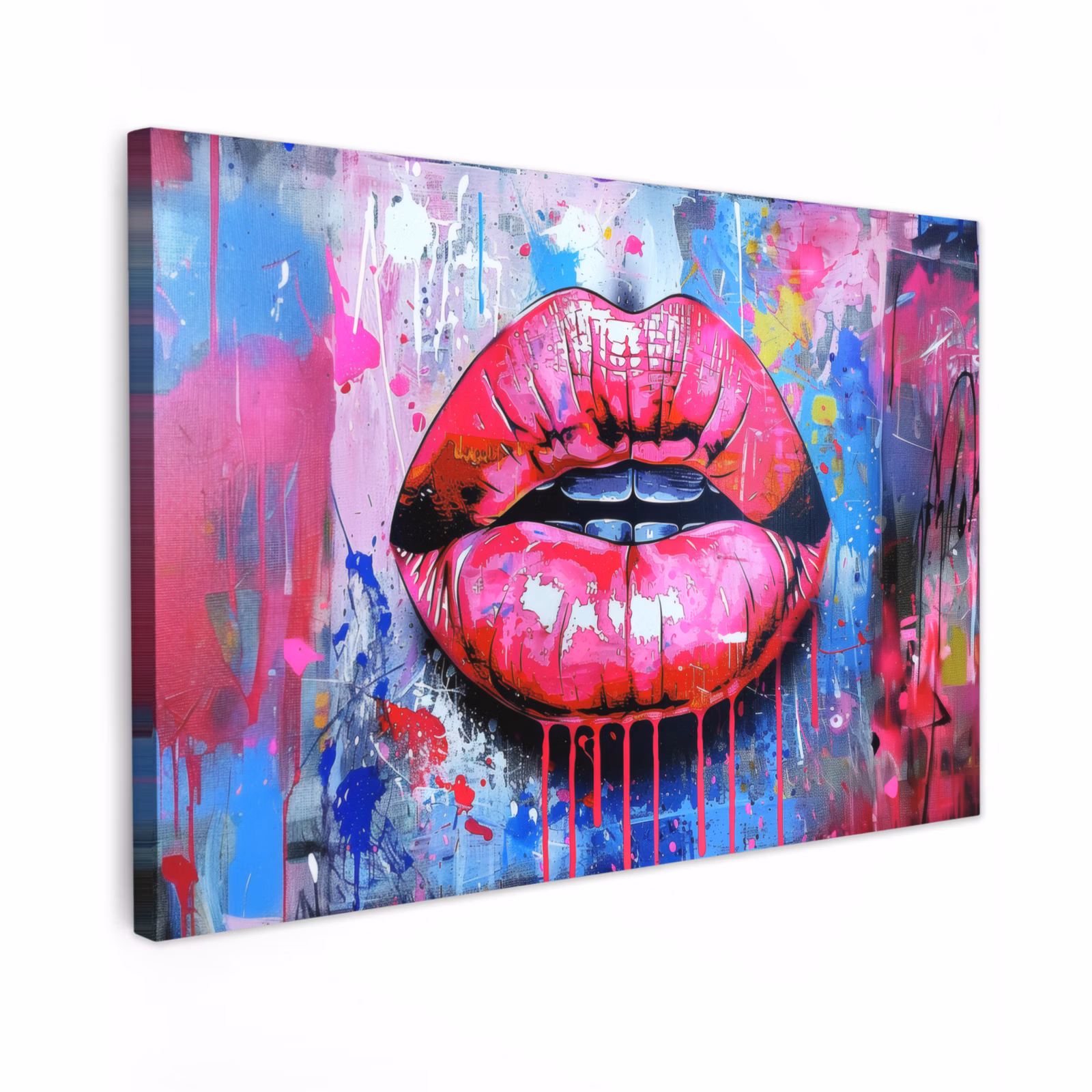 Canvas schilderij - Graffiti - Lippen - Felroze - Geschilderd — 1