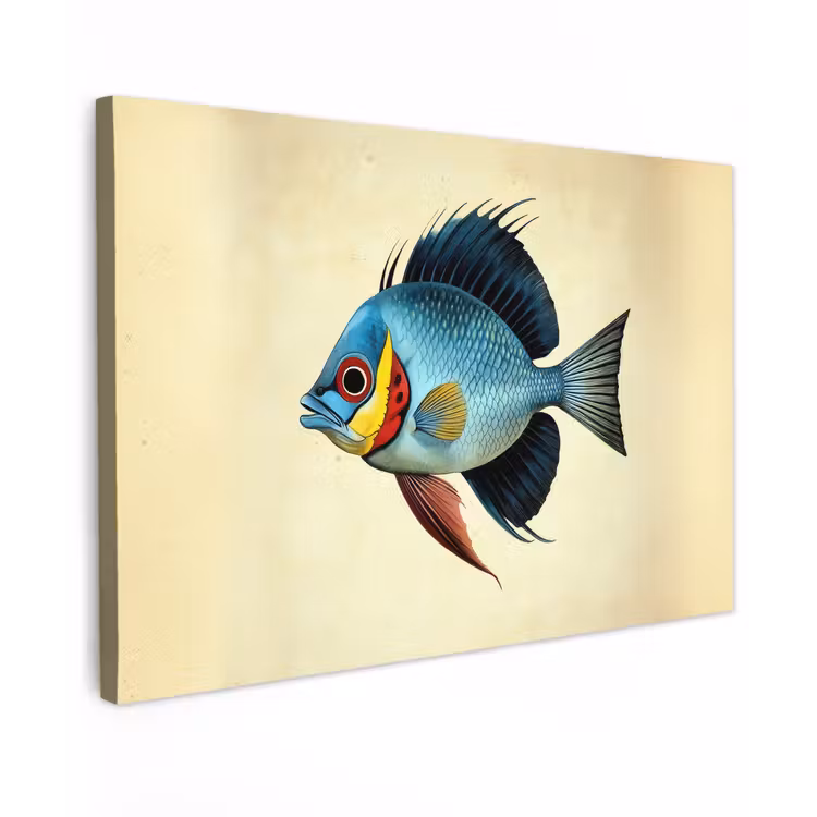 Canvas schilderij - Blauw - Kieuwen - Vis - Illustratie — 1