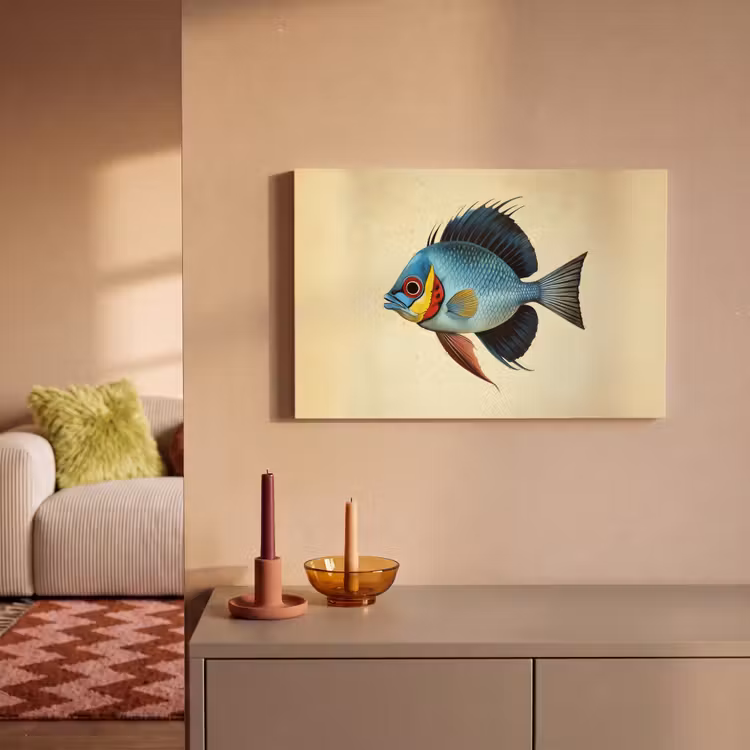 Canvas schilderij - Blauw - Kieuwen - Vis - Illustratie — 2
