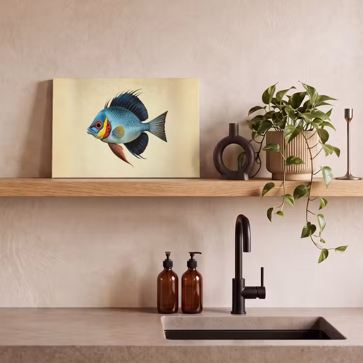 Canvas schilderij - Blauw - Kieuwen - Vis - Illustratie — 3