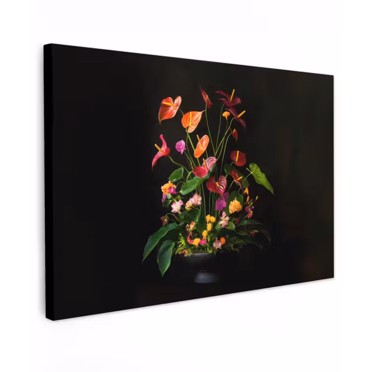 Canvas schilderij - Bloemen - Vaas - Kleurrijk — 1