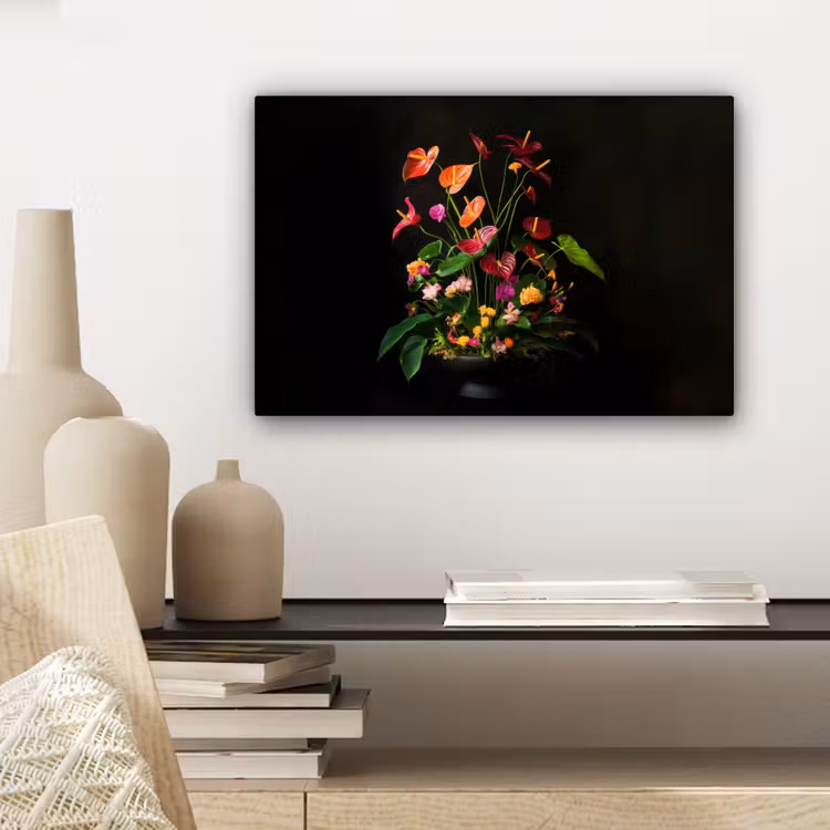 Canvas schilderij - Bloemen - Vaas - Kleurrijk — 5