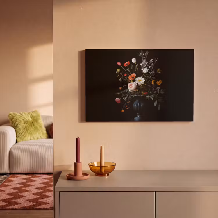 Canvas schilderij - Bloemstuk - Vaas - Zwart — 2