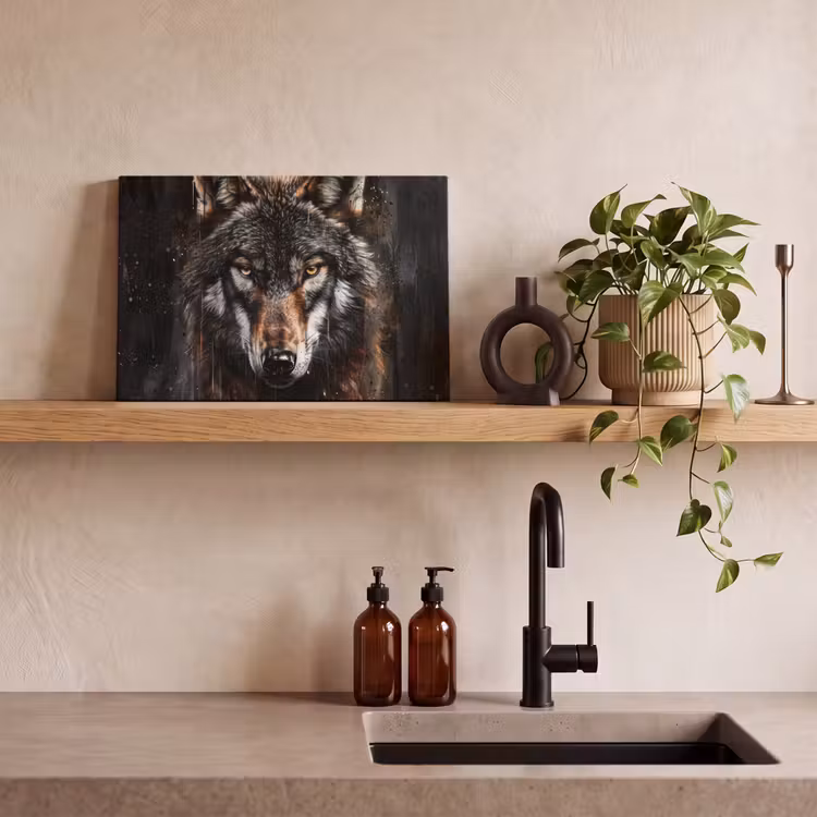 Canvas schilderij - Dieren - Wolf - Portret - Zwart - Bruin — 3