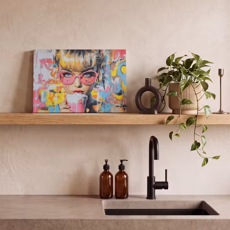 Canvas schilderij - Expressief - Milkshake - Vrouw - Felle kleuren — 3