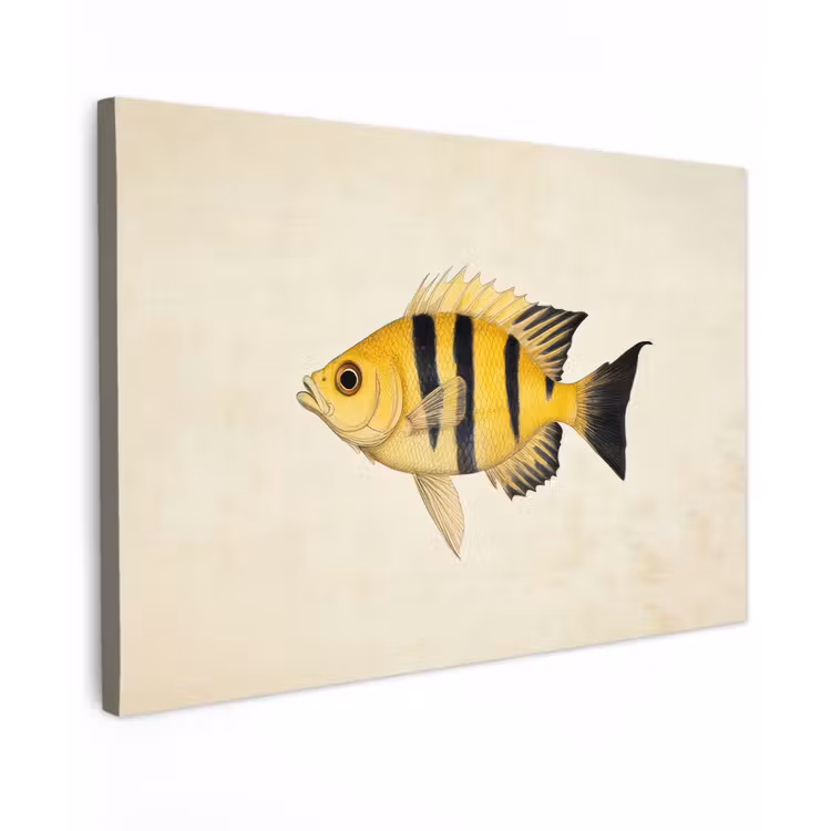 Canvas schilderij - Geel - Vis - Strepen - Tropisch — 1