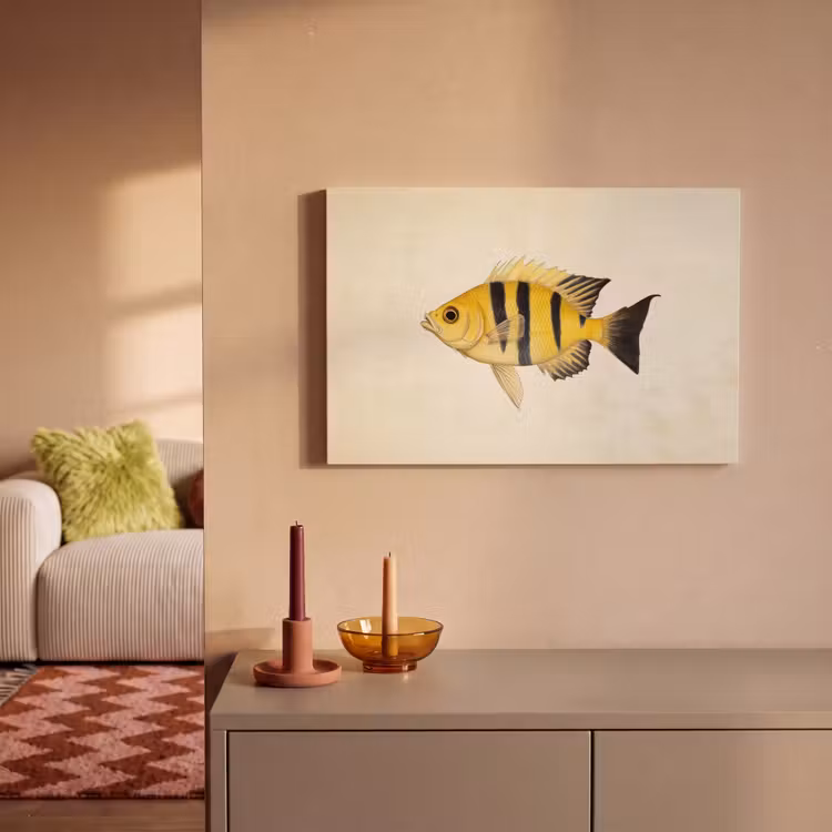 Canvas schilderij - Geel - Vis - Strepen - Tropisch — 2