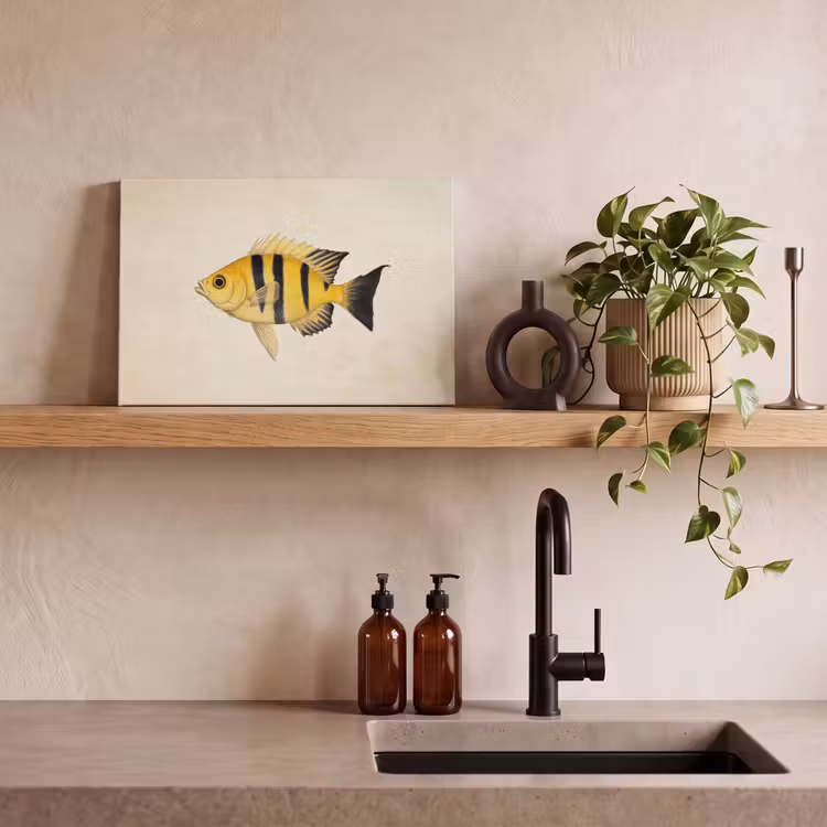 Canvas schilderij - Geel - Vis - Strepen - Tropisch — 3