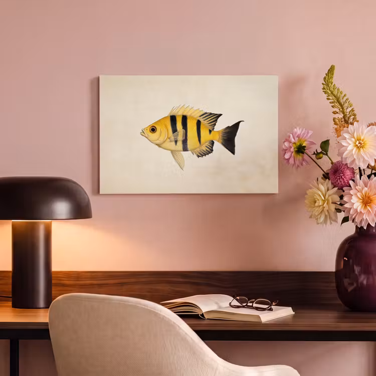 Canvas schilderij - Geel - Vis - Strepen - Tropisch — 4