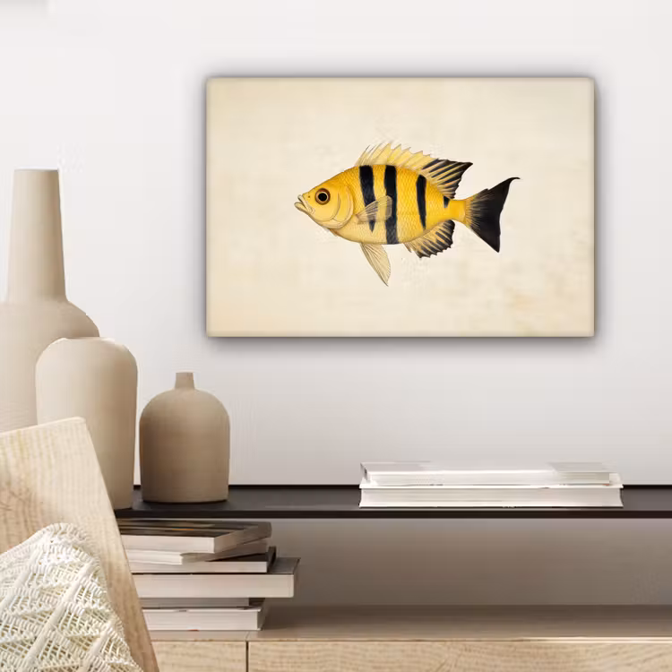 Canvas schilderij - Geel - Vis - Strepen - Tropisch — 5