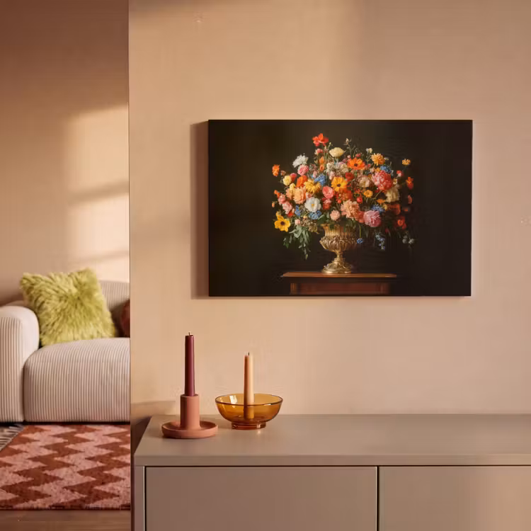 Canvas schilderij - Goud - Bloemen - Kleuren - Vaas — 2