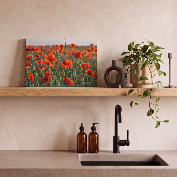 Canvas schilderij - Bloemen - Klaprozen - Natuur - Rood — 3