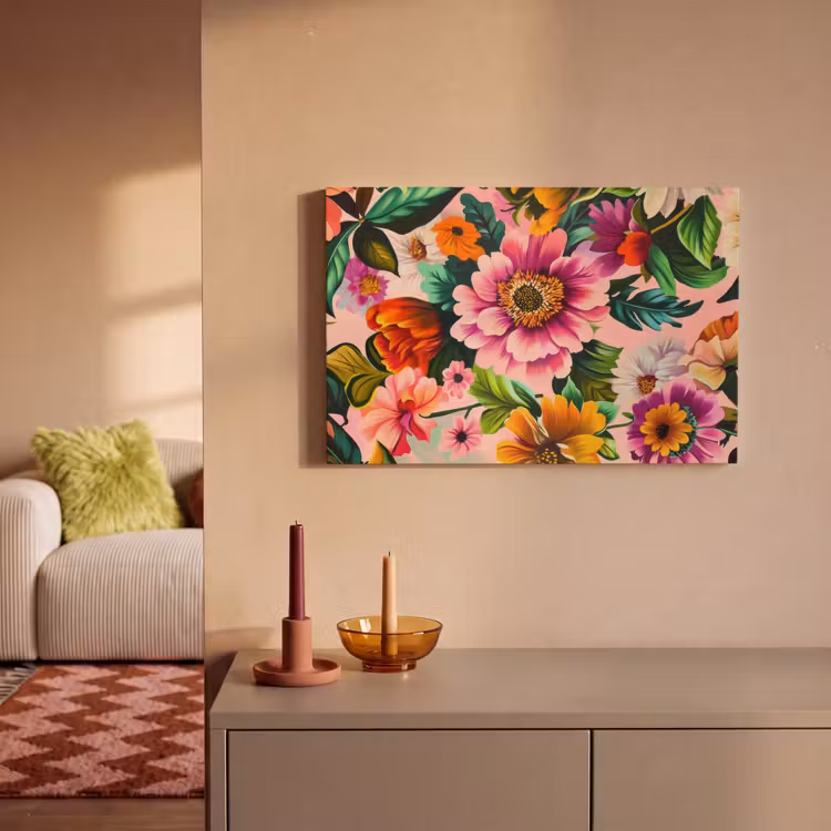 Canvas schilderij - Bloemen - Kleurrijk - Roze — 2