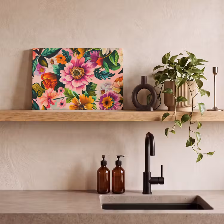 Canvas schilderij - Bloemen - Kleurrijk - Roze — 3
