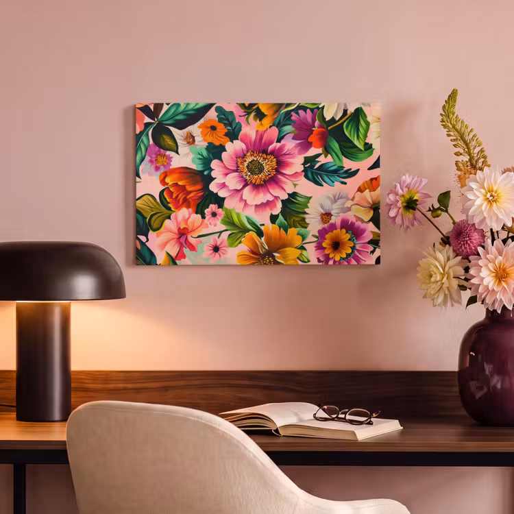 Canvas schilderij - Bloemen - Kleurrijk - Roze — 4