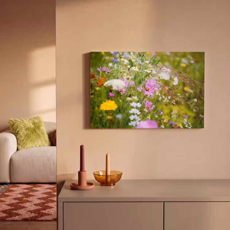 Canvas schilderij - Bloemen - Natuur - Groen - Gras - Paars - Wit — 2