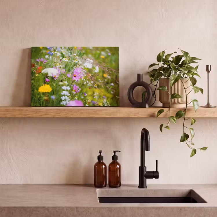 Canvas schilderij - Bloemen - Natuur - Groen - Gras - Paars - Wit — 3