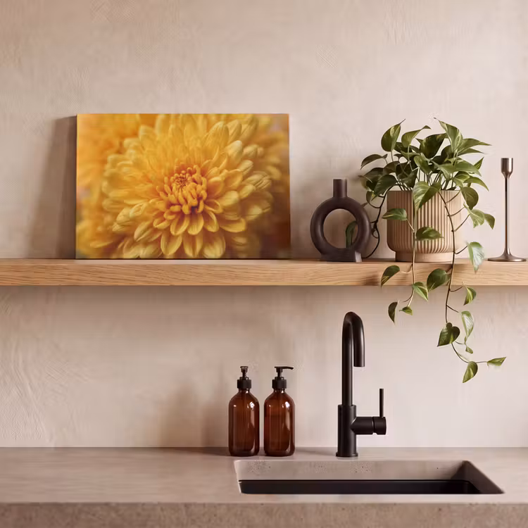Canvas schilderij - Geel - Chrysant - Zachtheid — 3
