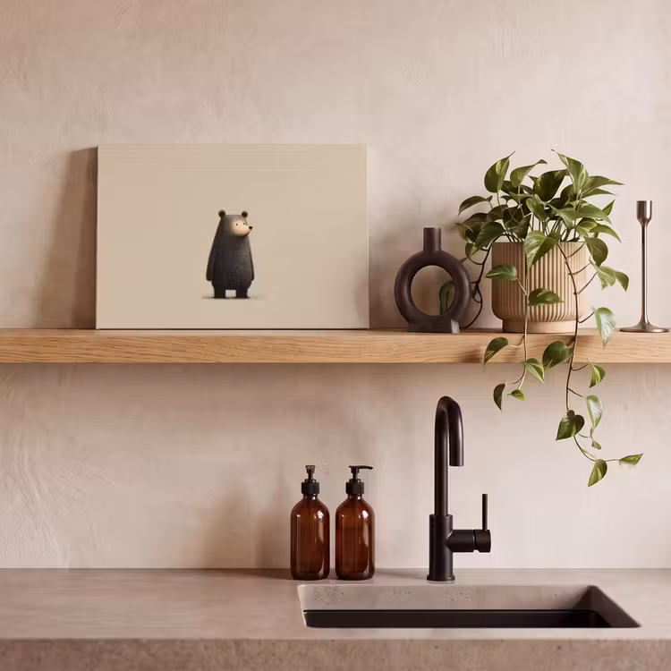 Canvas schilderij - Beer - Donkerbruin - Minimalistisch — 3