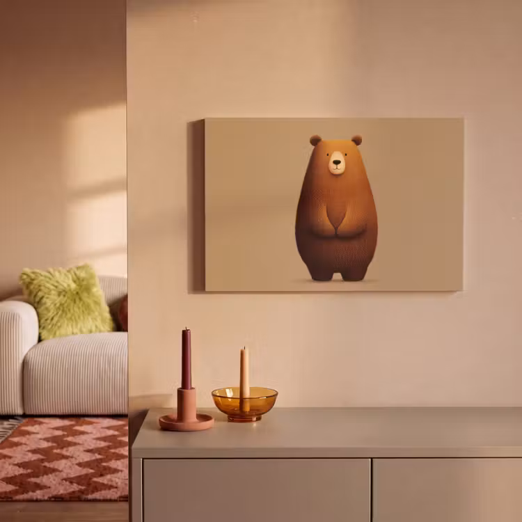 Canvas schilderij - Beer - Minimalistisch - Bruin — 2