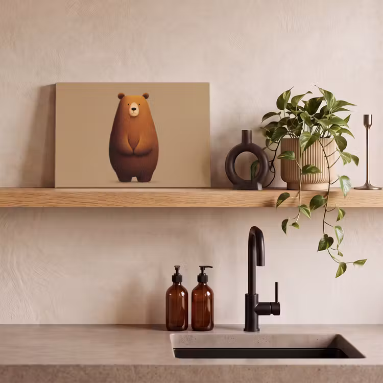 Canvas schilderij - Beer - Minimalistisch - Bruin — 3