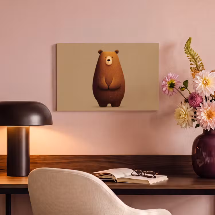 Canvas schilderij - Beer - Minimalistisch - Bruin — 4