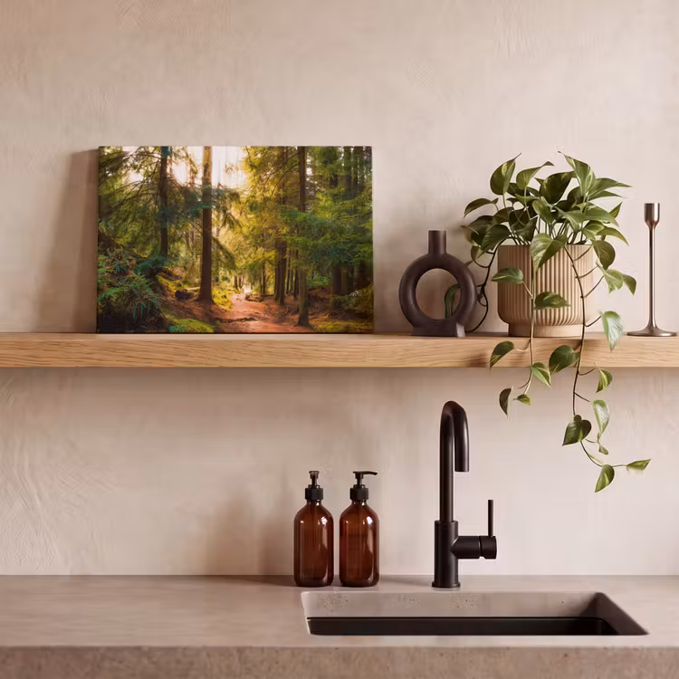 Canvas schilderij - Bos - Pad - Bomen - Groen - Zon - Natuur — 3